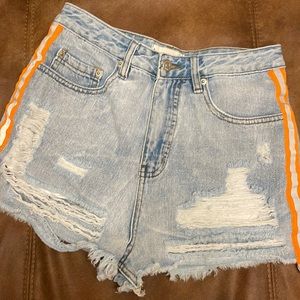 Boutique brand cutoff shorts with reflective stripes size medium